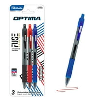 BAZIC Optima Assorted Color Oil Gel Ink Retractable Pen, 0.7 mm, (3/Pack), 1-Pack