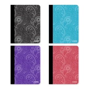 BAZIC Paisley Composition Book College Ruled, 100 Sheets, Assorted Color, 4-Pack