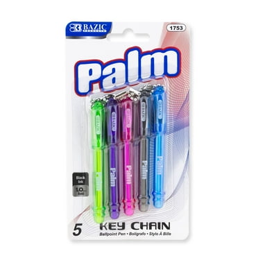 BAZIC Palm Mini Ballpoint Pen w/Key Ring, Black Ink 1.0mm (5/Pack), 1-Pack
