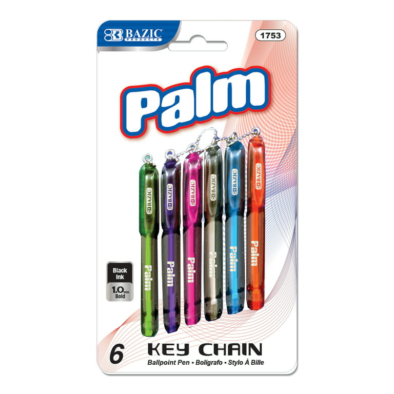  BAZIC Ballpoint Pen Palm Mini Pens w/Key Ring, Black Ink 1.0  mm Bold Point Smooth Writing, for Office School Teacher (5/Pack), 1-Pack :  Ballpoint Stick Pens : Office Products