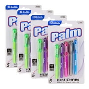 BAZIC Palm Mini Ballpoint Pen w/Key Ring, Black Ink 1.0mm (5/Pack), 4-Packs