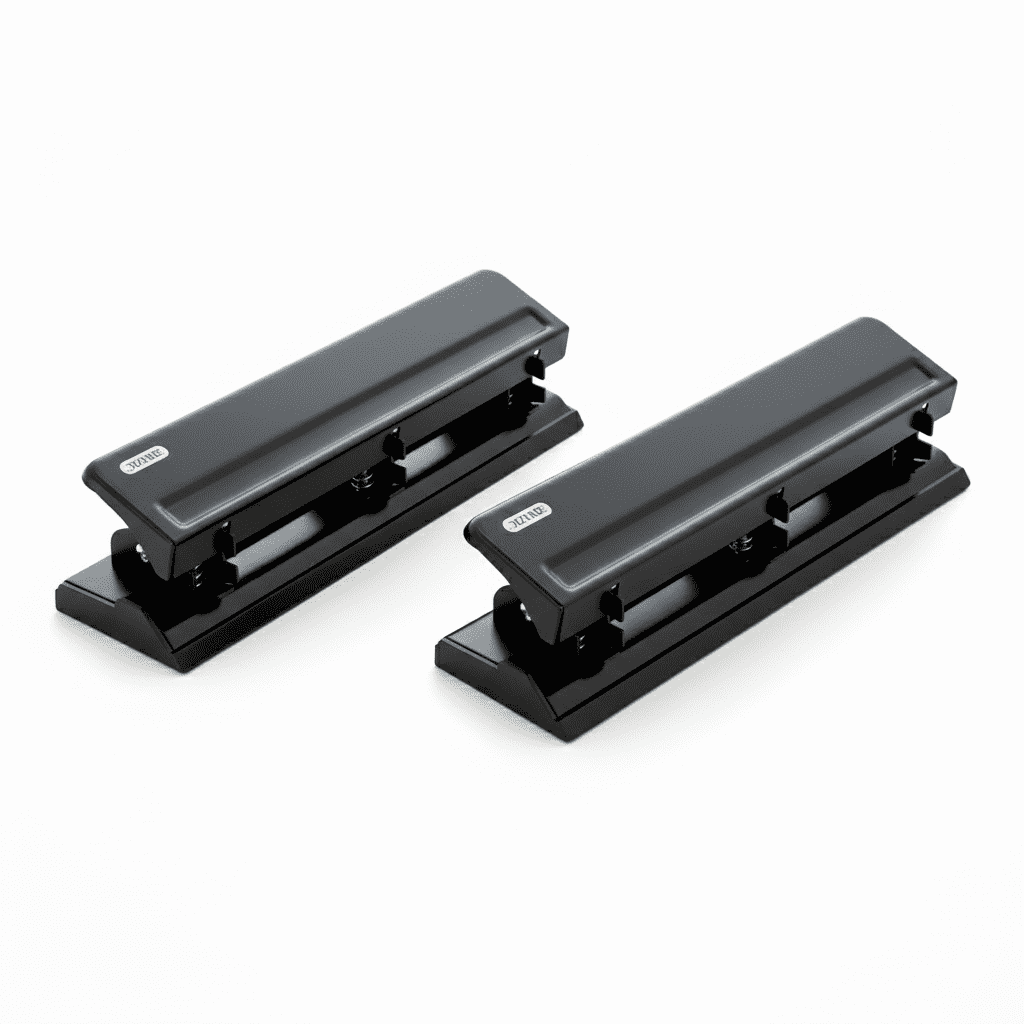 BAZIC Paper Punch 3 Hole 1/4" w/ Chip Tray Holder, 10 Sheets Capacity, 2-Pack