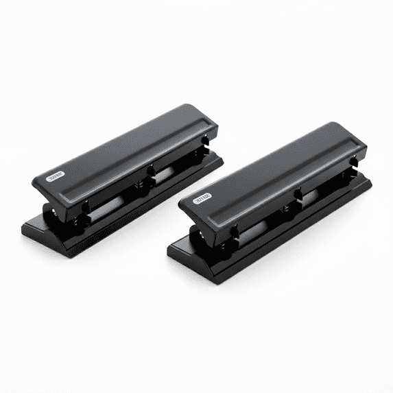 BAZIC Paper Punch 3 Hole 1/4" w/ Chip Tray Holder, 10 Sheets Capacity, 2-Pack