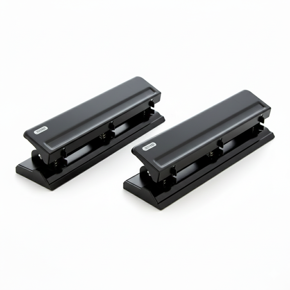 BAZIC Paper Punch 3 Hole 1/4" w/ Chip Tray Holder, 10 Sheets Capacity, 2-Pack