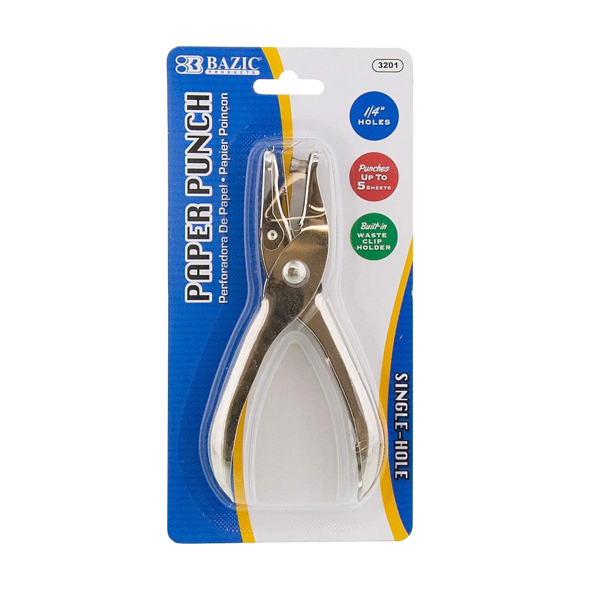 BAZIC Paper Punch 3 Hole 1/4" w/ Chip Tray Holder Paper Puncher, 24-Pack