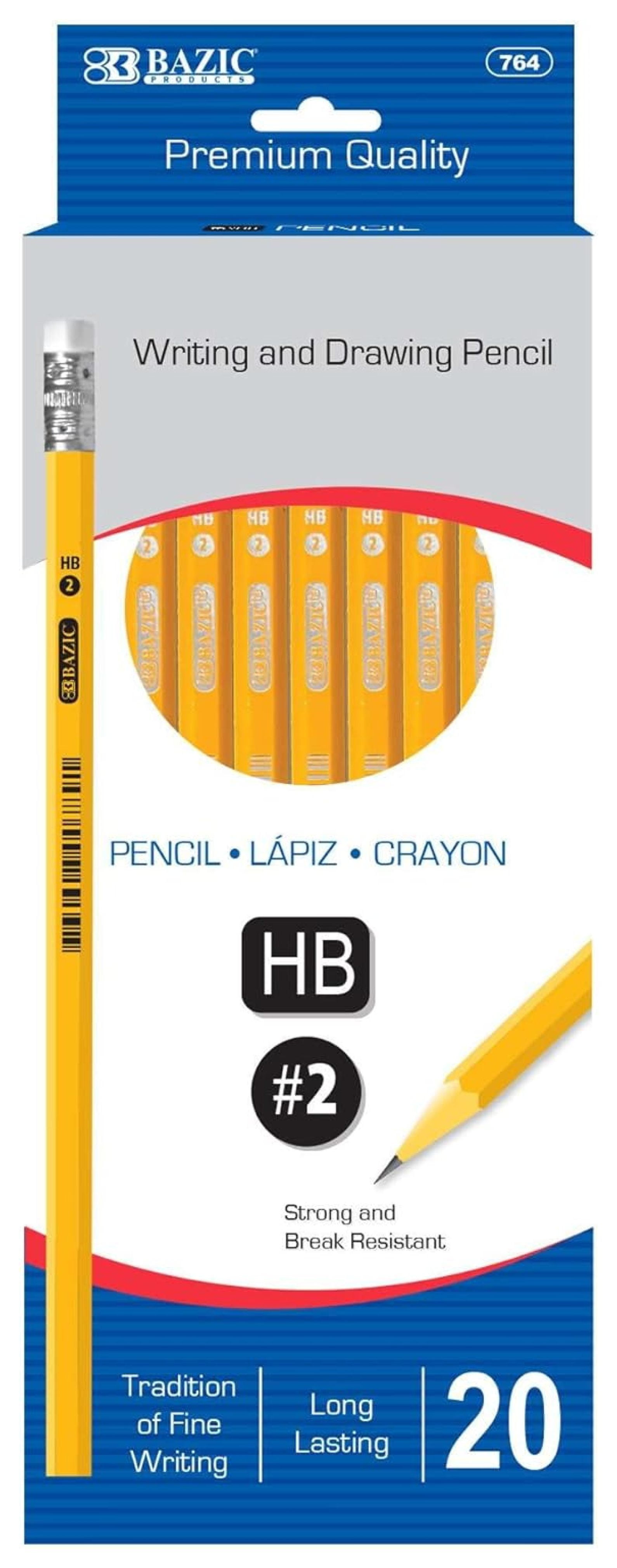 Bazic Pencil 2 Hb Pencils Latex Free Eraser Premium Wood Yellow Unsharpened Pencils For Exam