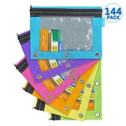 BAZIC Pencil Pouch 3 Ring Binder Pouch w/ Rivet Enforced Rings Holes, 144-Pack