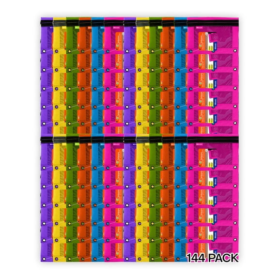 BAZIC Pencil Pouch 3 Ring Binder Pouch w/ Rivet Enforced Rings Holes, 144-Pack