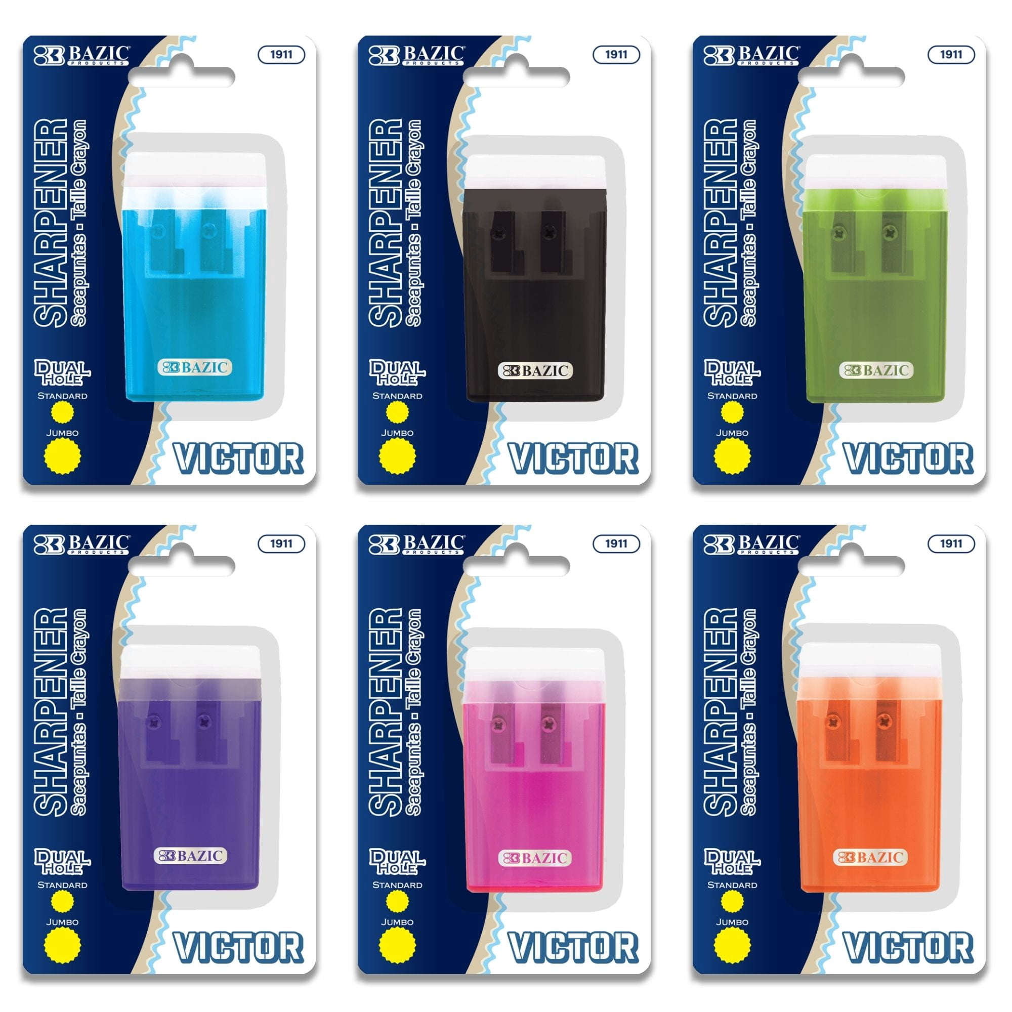 BAZIC Pencil Sharpener Dual Blades w/ Lid & Receptacle, 24-Pack