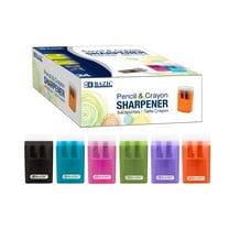 BAZIC Pencil Sharpener Dual Blades w/ Lid & Receptacle, Total 24-Count