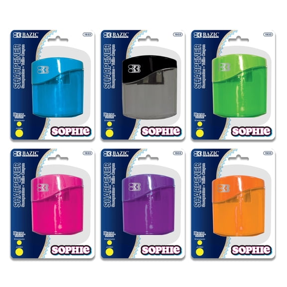 BAZIC Pencil Sharpener Dual Blades w/ Square Receptacle, 6-Pack
