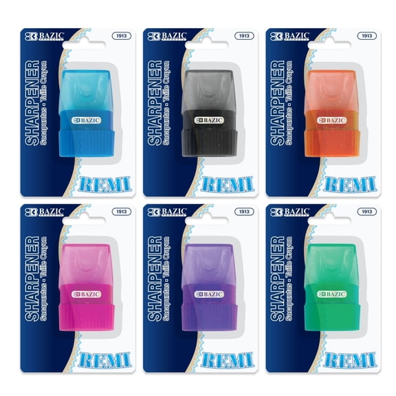 BAZIC Pencil Sharpener Single Hole Blade w/ Receptacle, 24-Pack