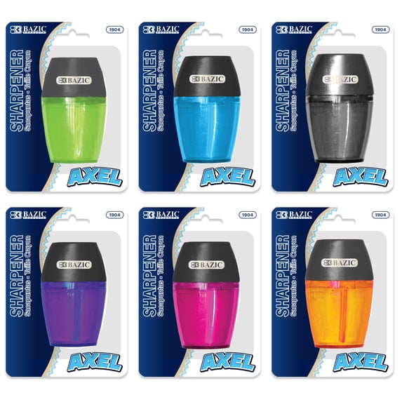 BAZIC Pencil Sharpener Single Hole Blade w/ Receptacle, 24-Pack