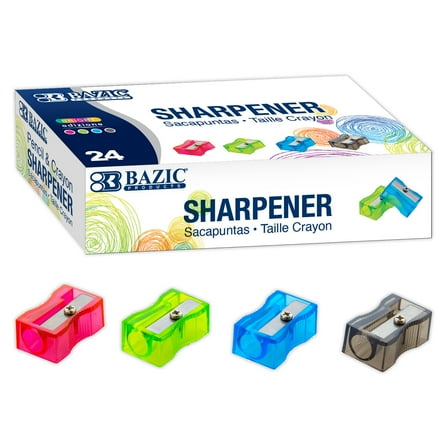 BAZIC Pencil Sharpener Square Single Hole Blade, Total 24 Count