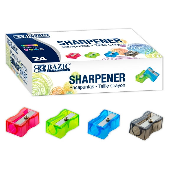BAZIC Pencil Sharpener Square Single Hole Blade, Total 24 Count
