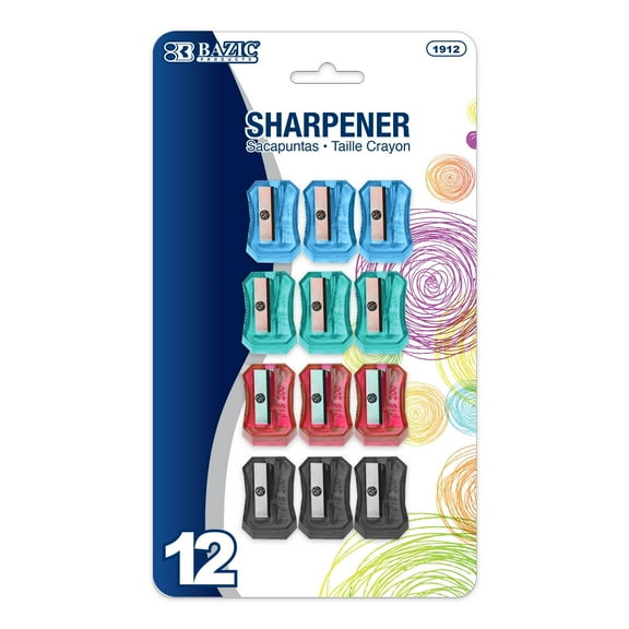 BAZIC Pencil Sharpener Transparent Square Single Hole Blade, Total 288 Count