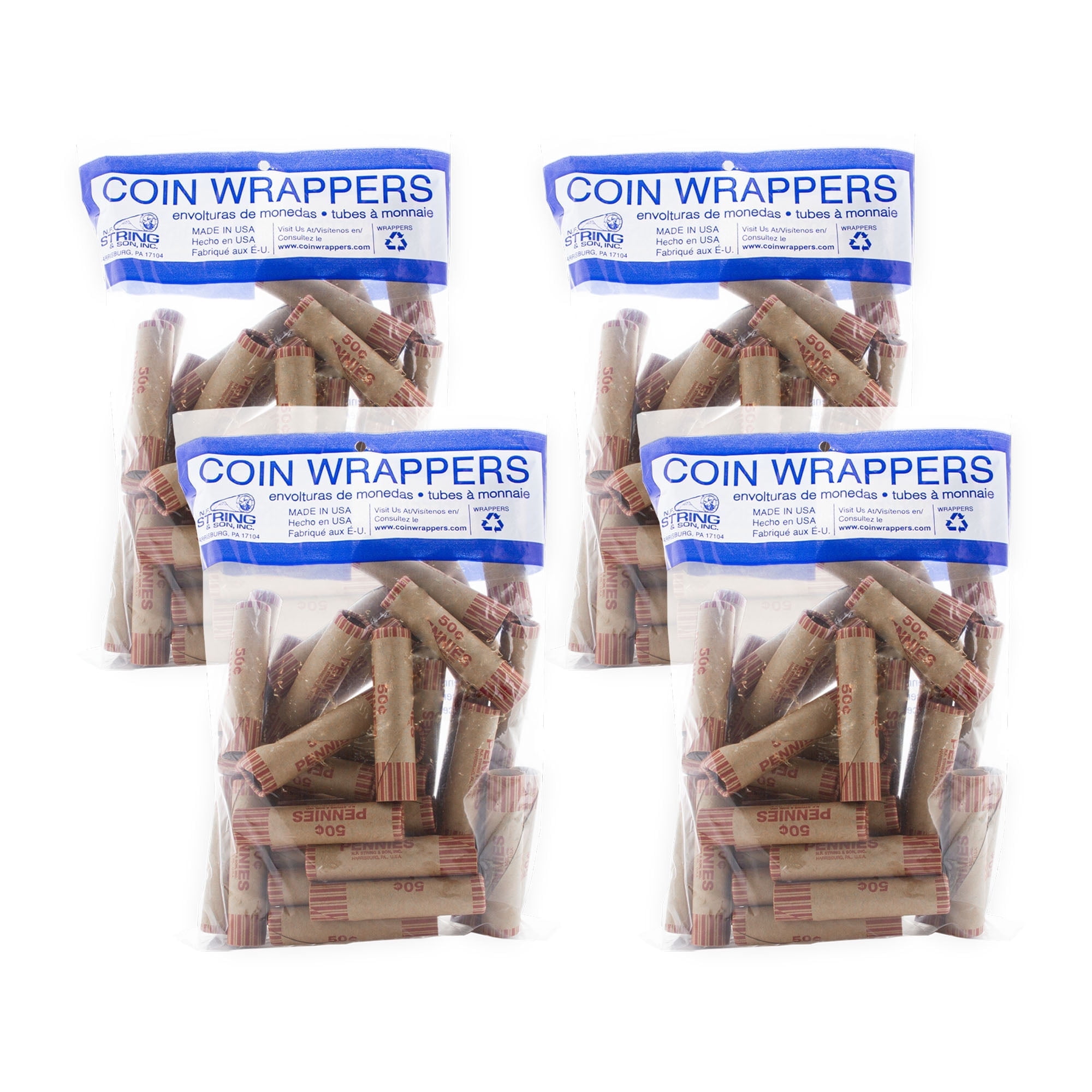 BAZIC Durable Kraft Paper Penny Coin Wrappers Rolls, Supplies for Banks ...