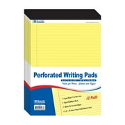 BAZIC Perforated Writing Pad, 50 Sheets 8.5"x11.75", Canary, Total 12 Count