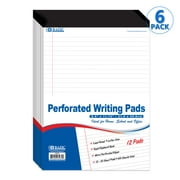 BAZIC Perforated Writing Pad, 50 Sheets 8.5"x11.75", White, Total 72 Count