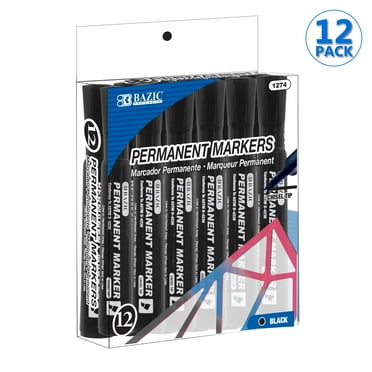 BAZIC Permanent Marker Chisel Tip, Black Color Markers Total 144 Count