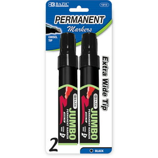 BAZIC Permanent Marker Chisel Tip, Jumbo Wide Black Color Markers (3/Pack),  2-Packs 