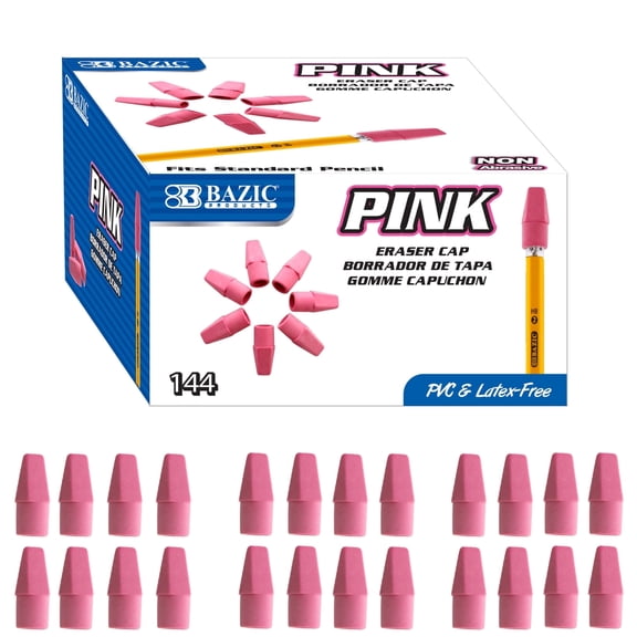 BAZIC Pink Eraser Top, Latex Free Pencil Tops Erasers Arrowhead, 3456 Count