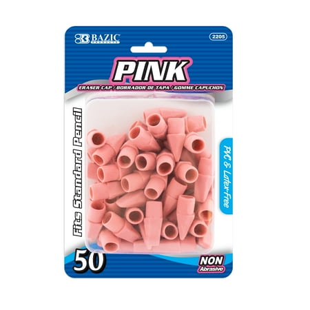 BAZIC Pink Eraser Top, Latex Free Pencil Tops Erasers Arrowhead, 50-Count