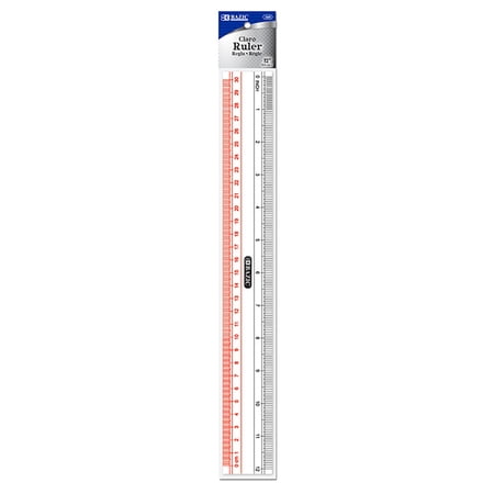 BAZIC Plastic Clear Ruler 12" (30cm), Students School Supplies, 1-Pack