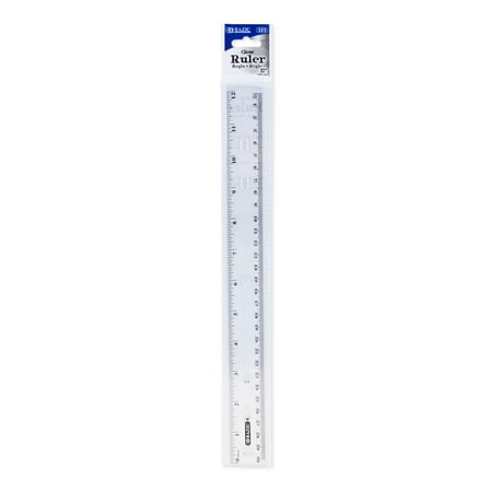 BAZIC Plastic Clear Rulers 12 inch (30cm), Inches Centimeter Metric Long Straight Edge Ruler, 1-Pack
