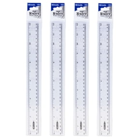 BAZIC Plastic Clear Rulers 12 inch (30cm), Inches Centimeter Metric Long Straight Edge Ruler, 4-Pack