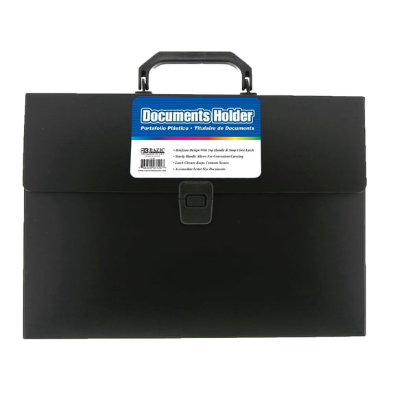 BAZIC Plastic File Folder Case w/Handle, Letter Size File Holder, 1-Pack
