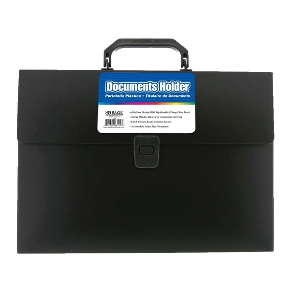 BAZIC Plastic File Folder Case w/Handle, Letter Size File Holder, 1-Pack