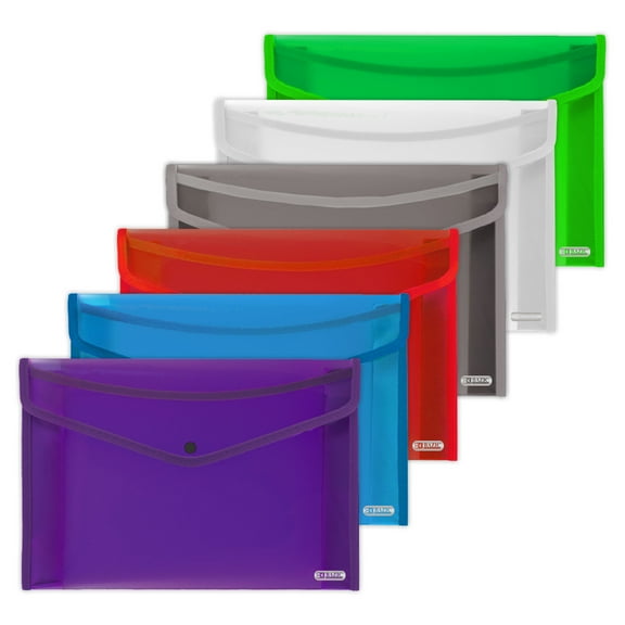 BAZIC Plastic File Folder, Legal Size Document Holder Envelopes, 6-Pack
