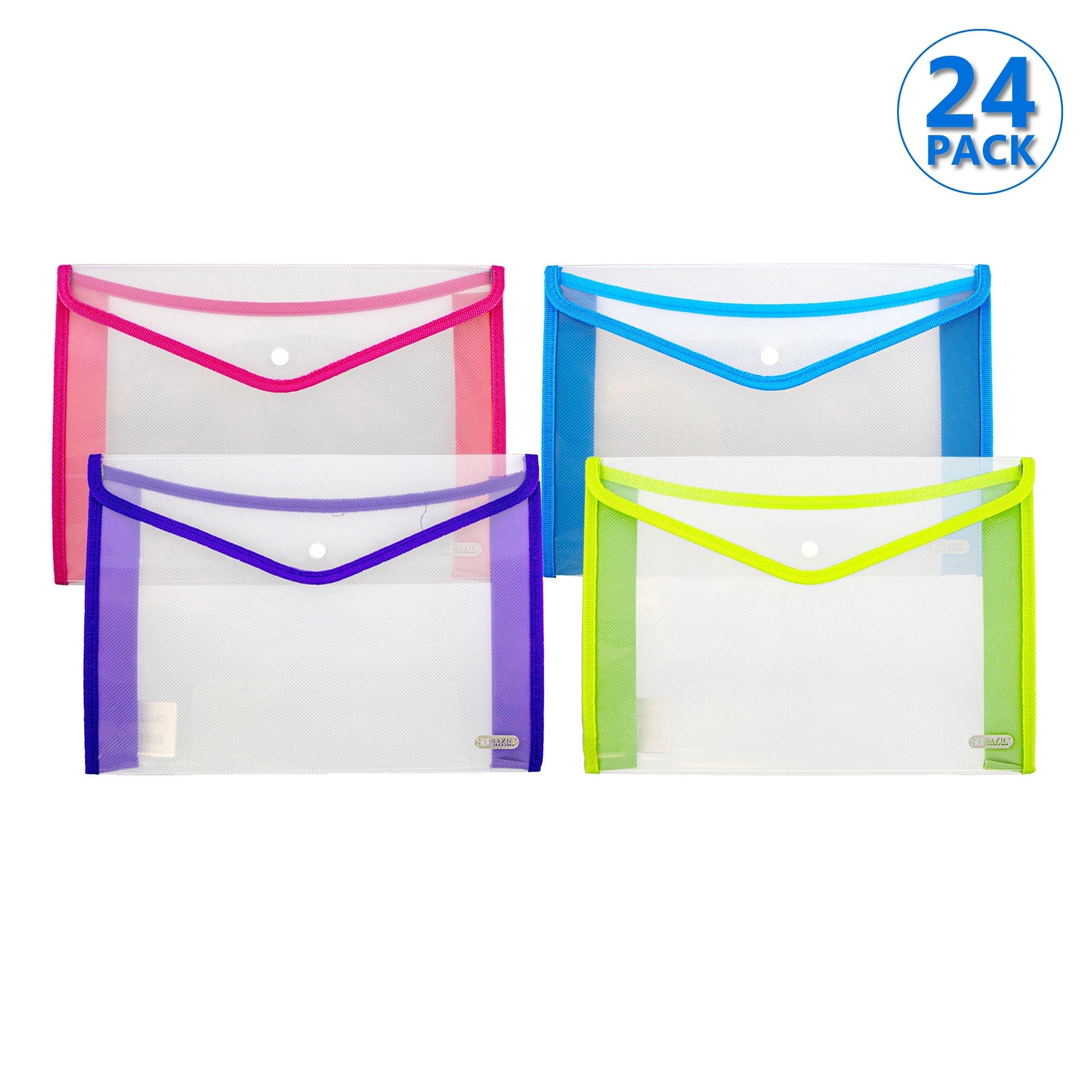 BAZIC Plastic File Folder, Letter Size Document File Envelopes, 24-Pack