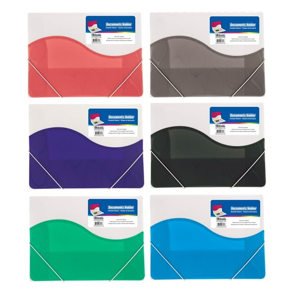 BAZIC Plastic File Folder Poly Envelopes, Letter Size Document Holder, 6-Pack