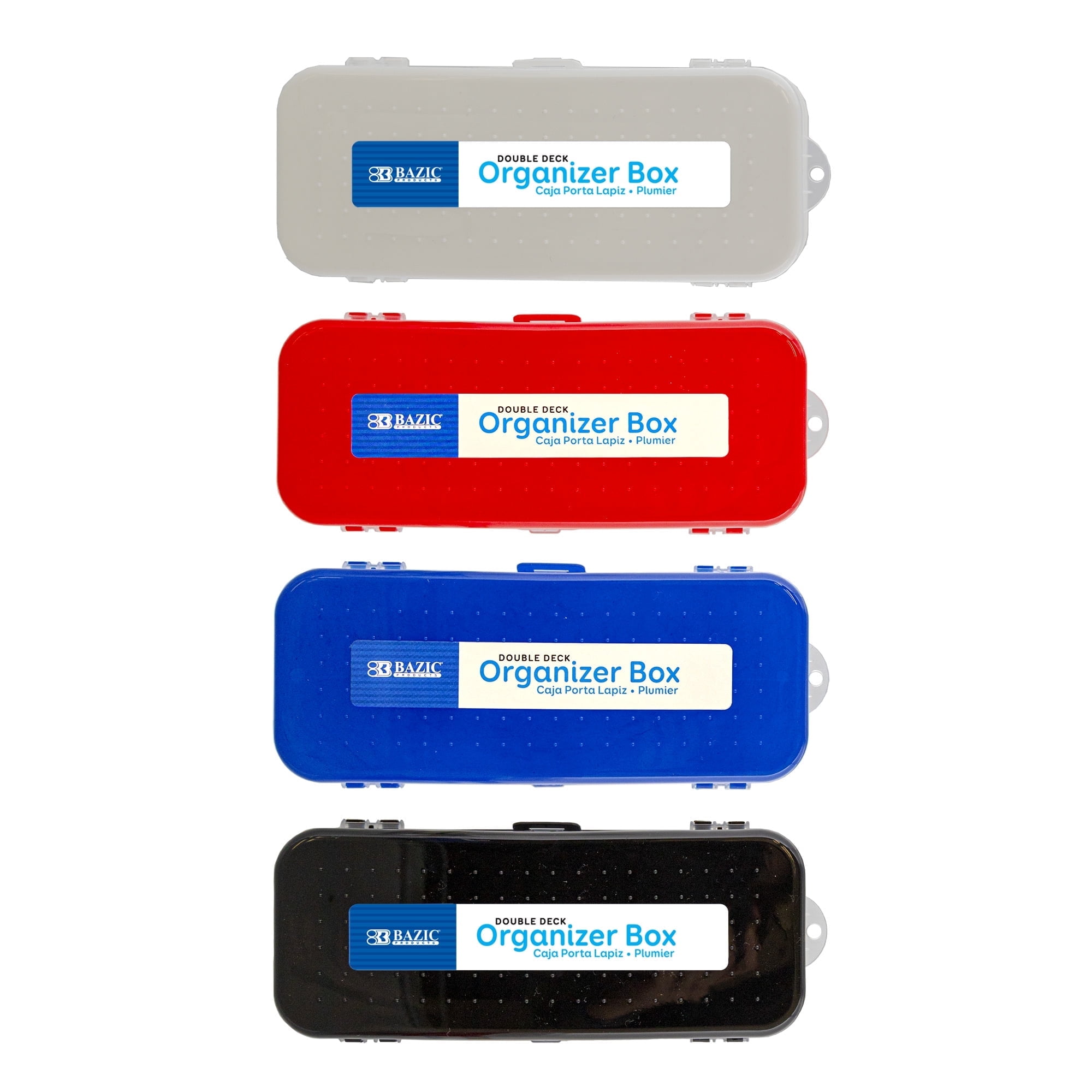 BAZIC Plastic Pencil Case 8" Double Deck Utility Storage Box, Multi Purpose Organizer, 144-Packs
