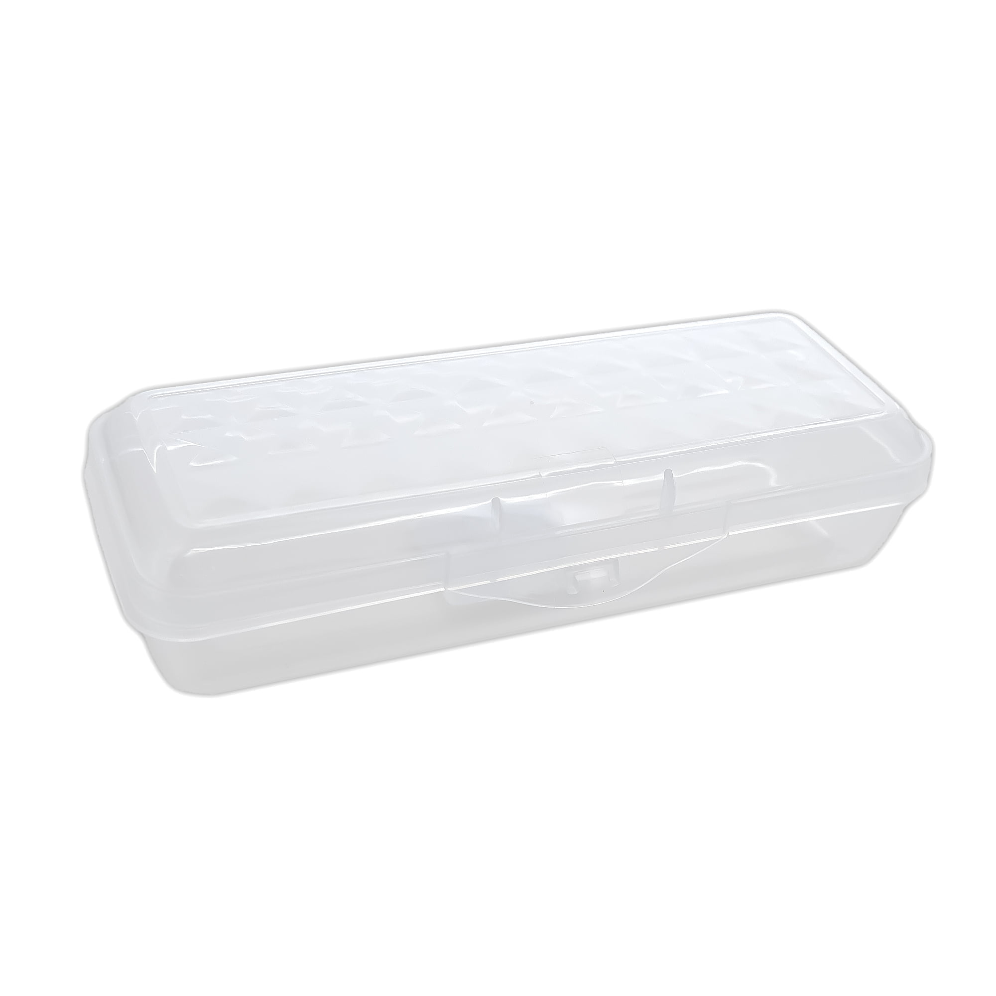 BAZIC Plastic Pencil Case 8" Storage Box, Clear Color, Translucent Organizer, 24-Pack