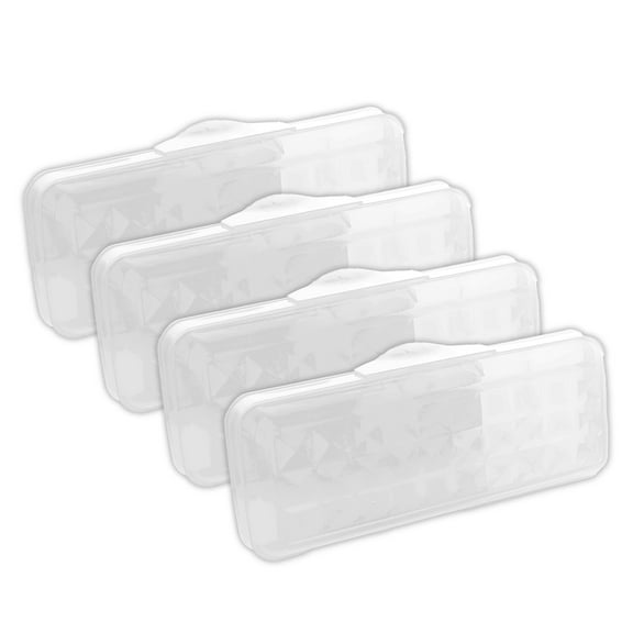 BAZIC Plastic Pencil Case 8" Storage Box, Clear Color, Translucent Organizer, 4-Pack