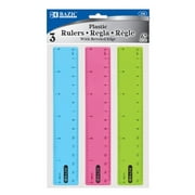 BAZIC Plastic Ruler 6" (26cm), Students School Supplies (3/Pack), 1-Pack
