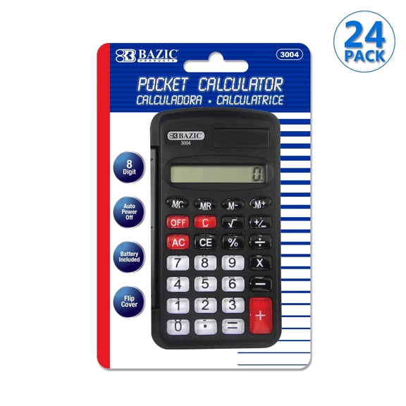 BAZIC 8-Digit Pocket Calculator with Flip Cover