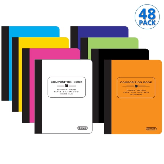 BAZIC Poly Cover Composition Notebook, College-Ruled, 70 Sheets