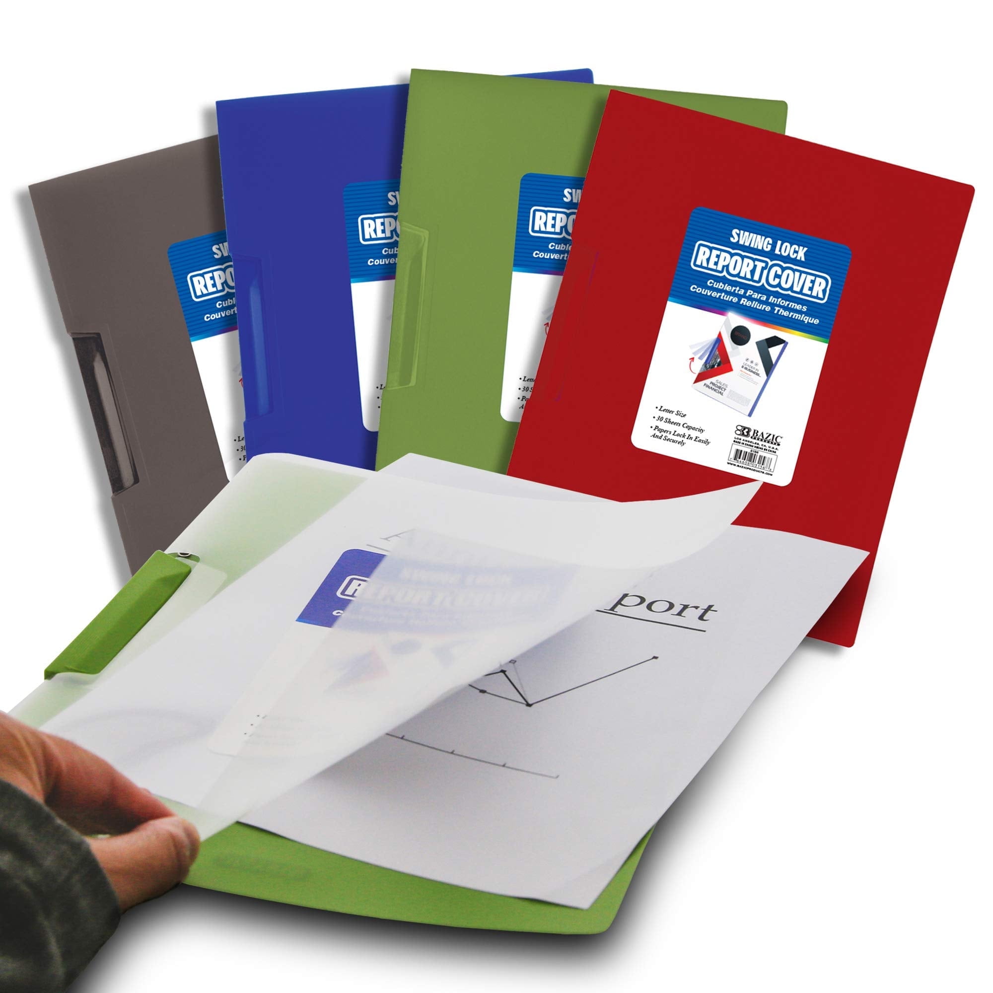 BAZIC Poly Folder Swing-Lock Report Cover, Document, 4-Pack
