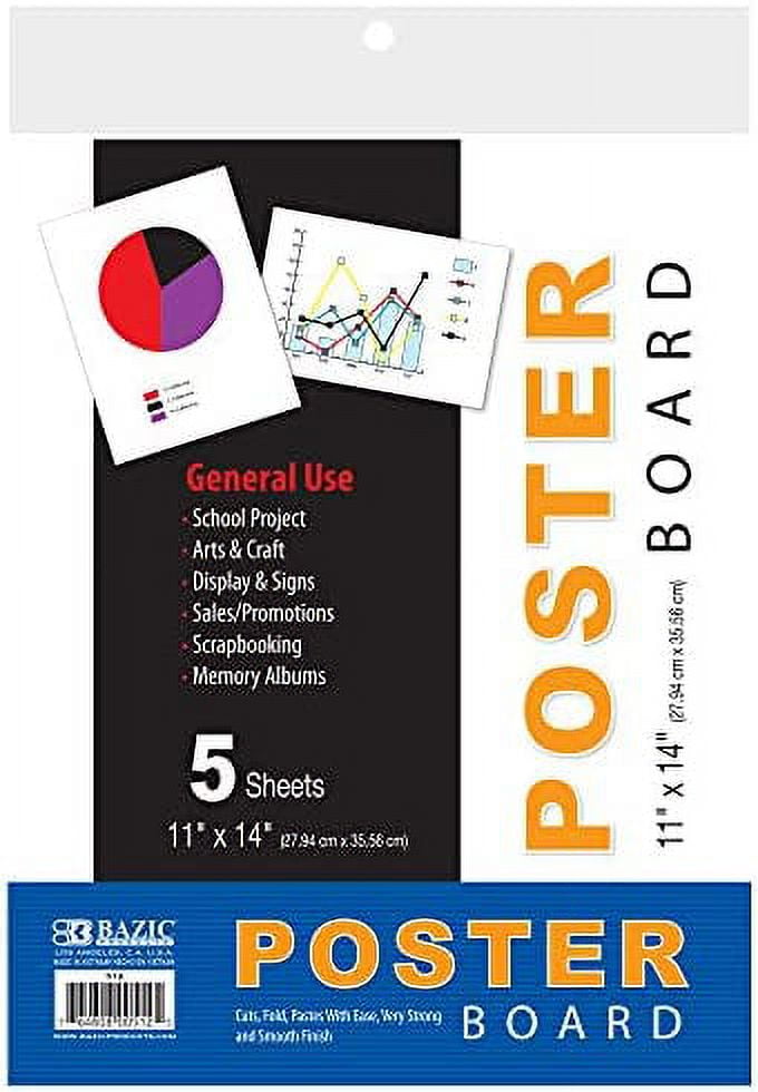 BAZIC Poster Board 11" X 14" White Poster Board Paper for School Craft