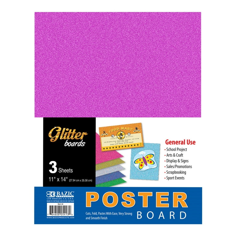 BAZIC Poster Board Glitter Color 11 X 14, For Crafting (3/Pack), 1-Pack