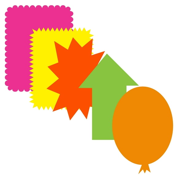 BAZIC Poster Board Neon Color Pre-Cut Shape, 13.5" X 10.75", (5/Pack), 48-Pack