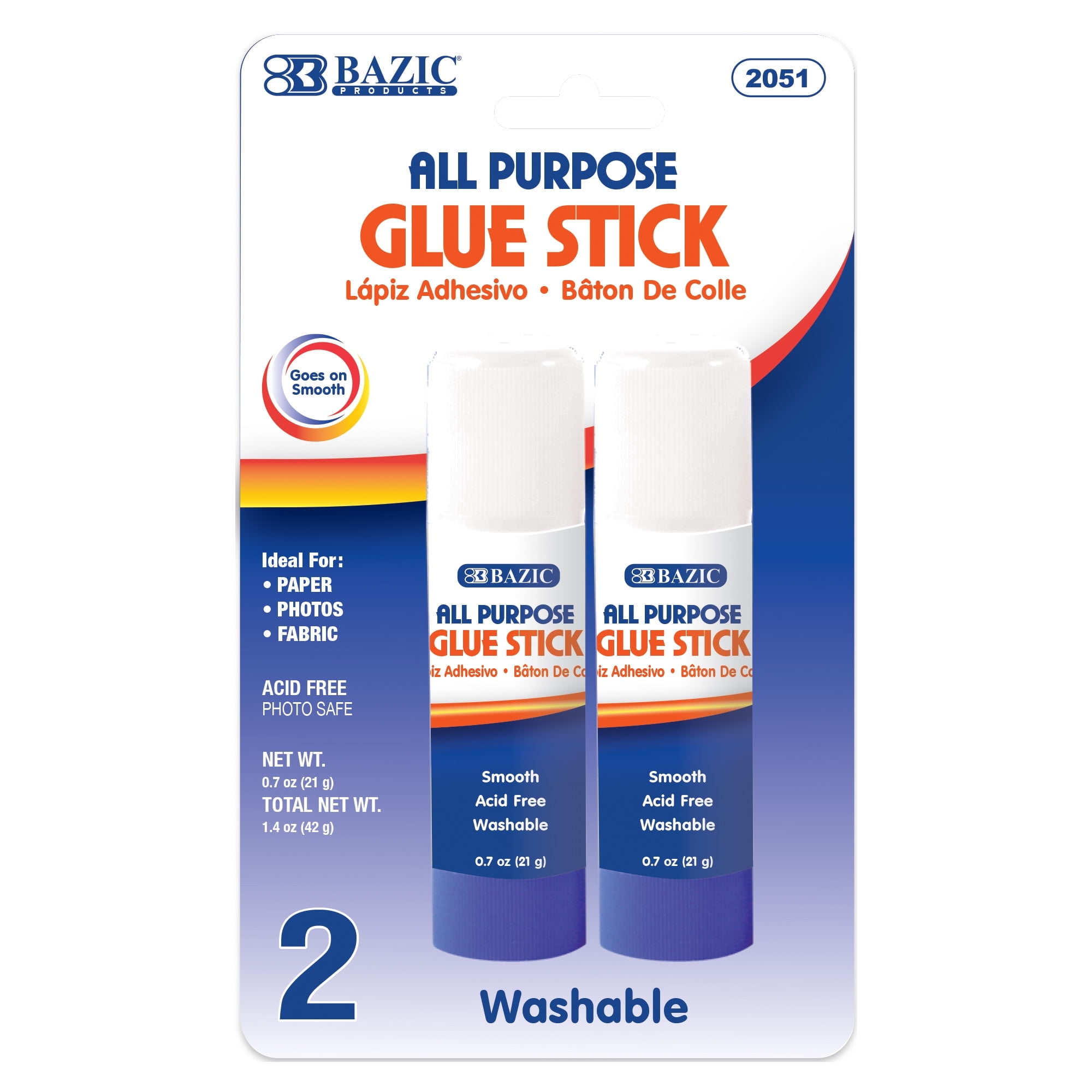 BAZIC Premium Glue Stick 21g/0.7 Oz , Acid Free, Glue Sticks (2/Pack), 24-Packs