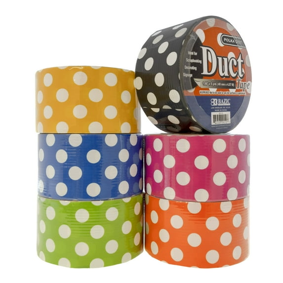 BAZIC Printed Duct Tape Polka Dot Pattern 1.88" X 5 Yards, 6-Pack