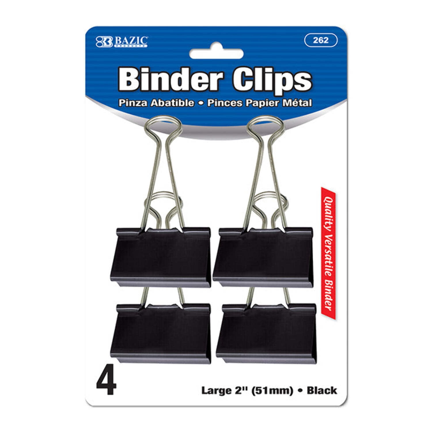BAZIC Large 2 Inch Binder Clips, Black Paper Clips (4/Pack), Bulk Pack ...