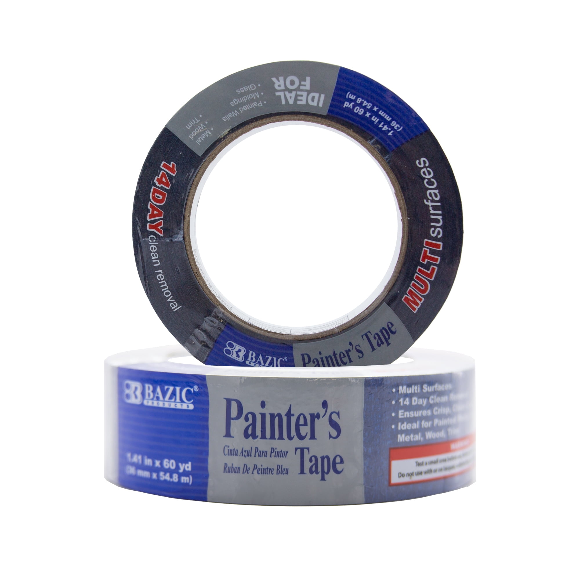 BAZIC Products Blue Painters Tape 1.41 Inches x 60 Yards, 1 Roll, Blue Masking Tape Paint Tapes Easy Removal No Residue