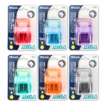 BAZIC Products Manual Pencil Sharpeners & Eraser, 6 Pack, Colorful 2 Sharpening Holes Sharpener with Eraser, Dual Hole
